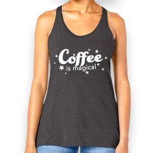 FIFTH SUN Coffee Is Magical Racerback Tank Top in Charcoal Size XL New